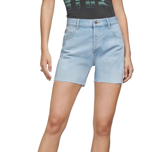 Anine Bing Raw Hem Cutoff Denim Shorts High Rise - Picture 2 of 8